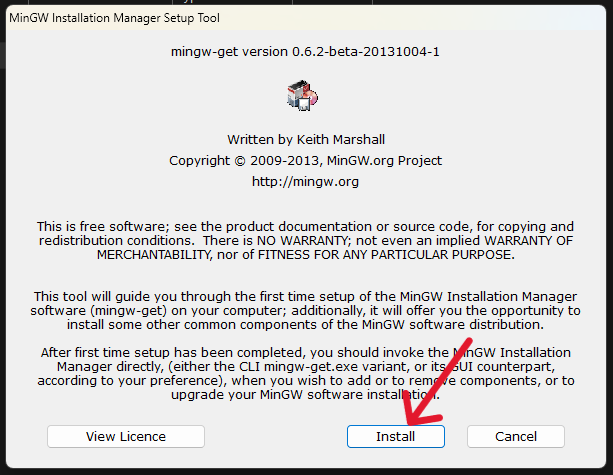 MinGW Installation Manager Setup Tool