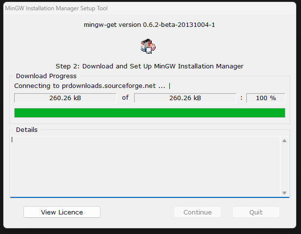 Continue installation